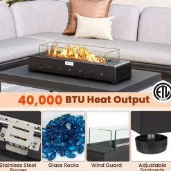Tangkula 30 Inch Tabletop Propane Fire Pit