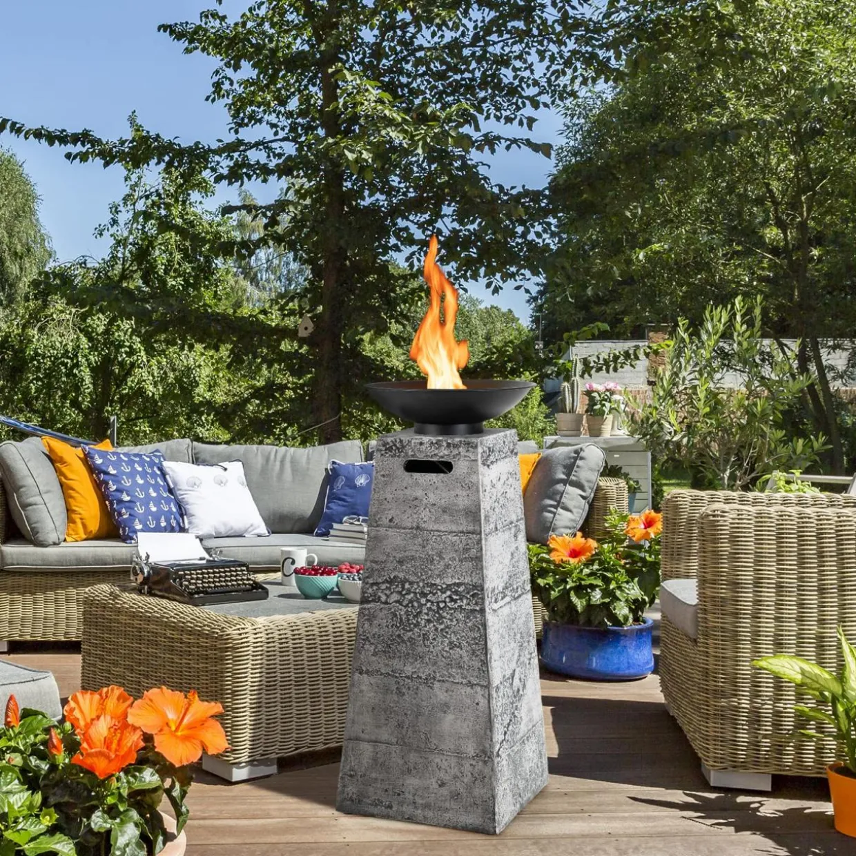 Tangkula 48 Inch Tall Patio Propane Fire Pit Tower