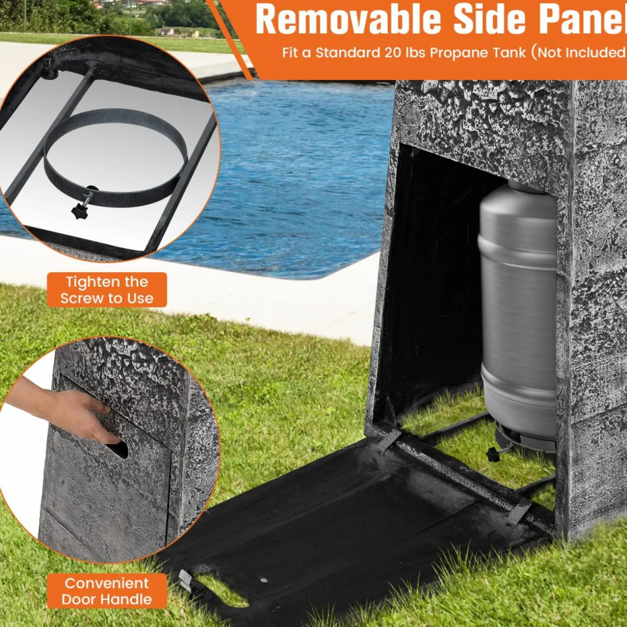 Tangkula 48 Inch Tall Patio Propane Fire Pit Tower