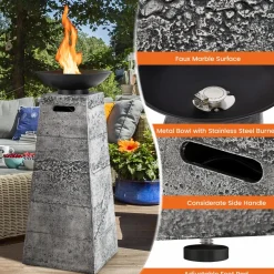 Tangkula 48 Inch Tall Patio Propane Fire Pit Tower