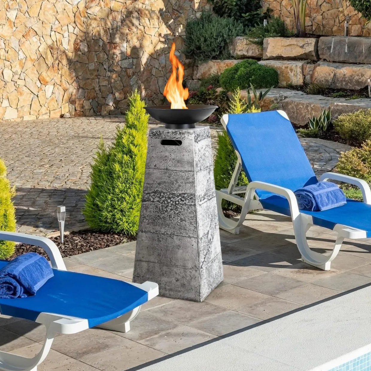 Tangkula 48 Inch Tall Patio Propane Fire Pit Tower
