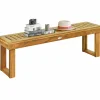 Tangkula 52 Inches Acacia Wood Patio Bench, Wood Dining Bench with Slatted Seat, Patio Backless Bench for Garden Backyard Poolside Balcony