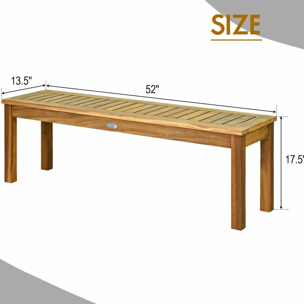 Tangkula 52 Inches Acacia Wood Outdoor Bench, Wood Bench for Dining Room Entryway Poolside Garden
