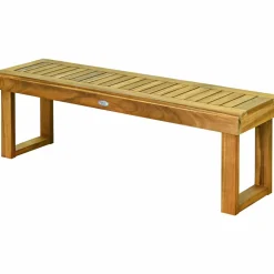 Tangkula 52 Inches Acacia Wood Patio Bench, Wood Dining Bench with Slatted Seat, Patio Backless Bench for Garden Backyard Poolside Balcony