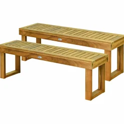 Tangkula 52 Inches Acacia Wood Patio Bench, Wood Dining Bench with Slatted Seat, Patio Backless Bench for Garden Backyard Poolside Balcony