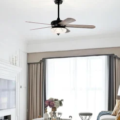 Tangkula 52 Inches Ceiling Fan with Remote Control, Indoor Ceiling Fan with 2 Downrods
