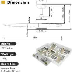 Tangkula 48 Inches Ceiling Fan with LED Light and Remote Control