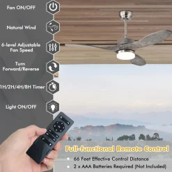 Tangkula 48 Inches Ceiling Fan with LED Light and Remote Control