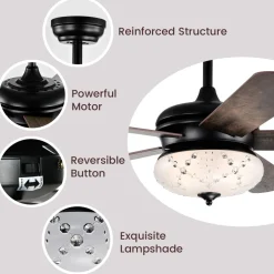 Tangkula 52 Inches Ceiling Fan with Remote Control, Indoor Ceiling Fan with 2 Downrods