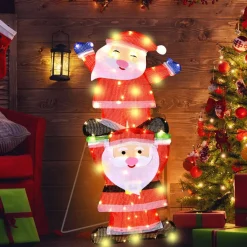 Tangkula 54 inches Christmas Double Snowman Yard Sign with LED Lights
