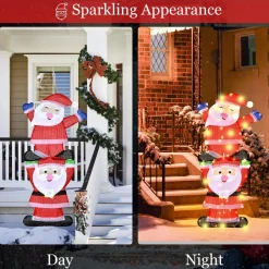 Tangkula 54 inches Christmas Double Snowman Yard Sign with LED Lights