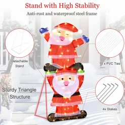 Tangkula 54 inches Christmas Double Snowman Yard Sign with LED Lights