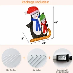 Tangkula 54 inches Christmas Double Snowman Yard Sign with LED Lights