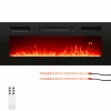Tangkula 36 Inches Electric Fireplace, 5,000 BTU Fireplace Insert with LED Light Strips, Remote