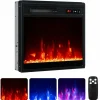 Tangkula 18 Inches Electric Fireplace, 5,000 BTU Fireplace Insert w/Remote Control, Crystal Stones