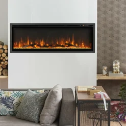 Tangkula 50 Inches Electric Fireplace Inserts, Recessed, Wall Mounted and Freestanding 1500W Slim Fireplace Heater with Remote Control