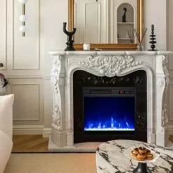 Tangkula 18 Inches Electric Fireplace, 5,000 BTU Fireplace Insert w/Remote Control, Crystal Stones