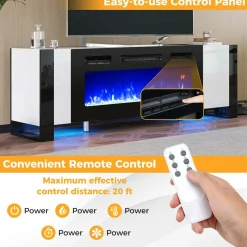 Tangkula 36 Inches Electric Fireplace, 5,000 BTU Fireplace Insert with LED Light Strips, Remote