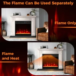 Tangkula 18 Inches Electric Fireplace, 5,000 BTU Fireplace Insert w/Remote Control, Crystal Stones