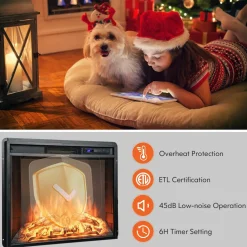 Tangkula 26 Inches Electric Fireplace Inserts with Remote Control