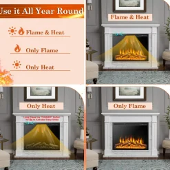 Tangkula 34 Inches Electric Fireplace Insert, Recessed and Freestanding Fireplace Heater with Touch Panel