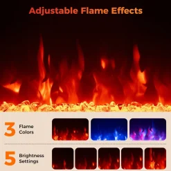 Tangkula 18 Inches Electric Fireplace, 5,000 BTU Fireplace Insert w/Remote Control, Crystal Stones