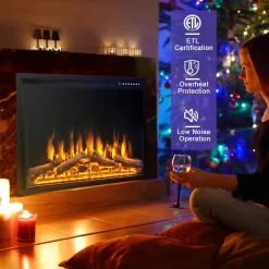 Tangkula 34 Inches Electric Fireplace Insert, Recessed and Freestanding Fireplace Heater with Touch Panel