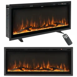 Tangkula 50 Inches Electric Fireplace Inserts, Recessed, Wall Mounted and Freestanding 1500W Slim Fireplace Heater with Remote Control