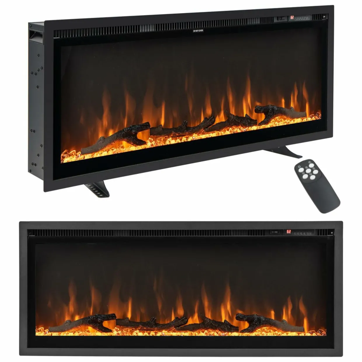 Tangkula 50 Inches Electric Fireplace Inserts, Recessed, Wall Mounted and Freestanding 1500W Slim Fireplace Heater with Remote Control