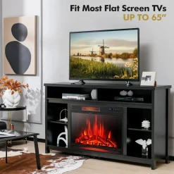 Tangkula 58 Inches Fireplace TV Stand for TVs up to 65 Inches