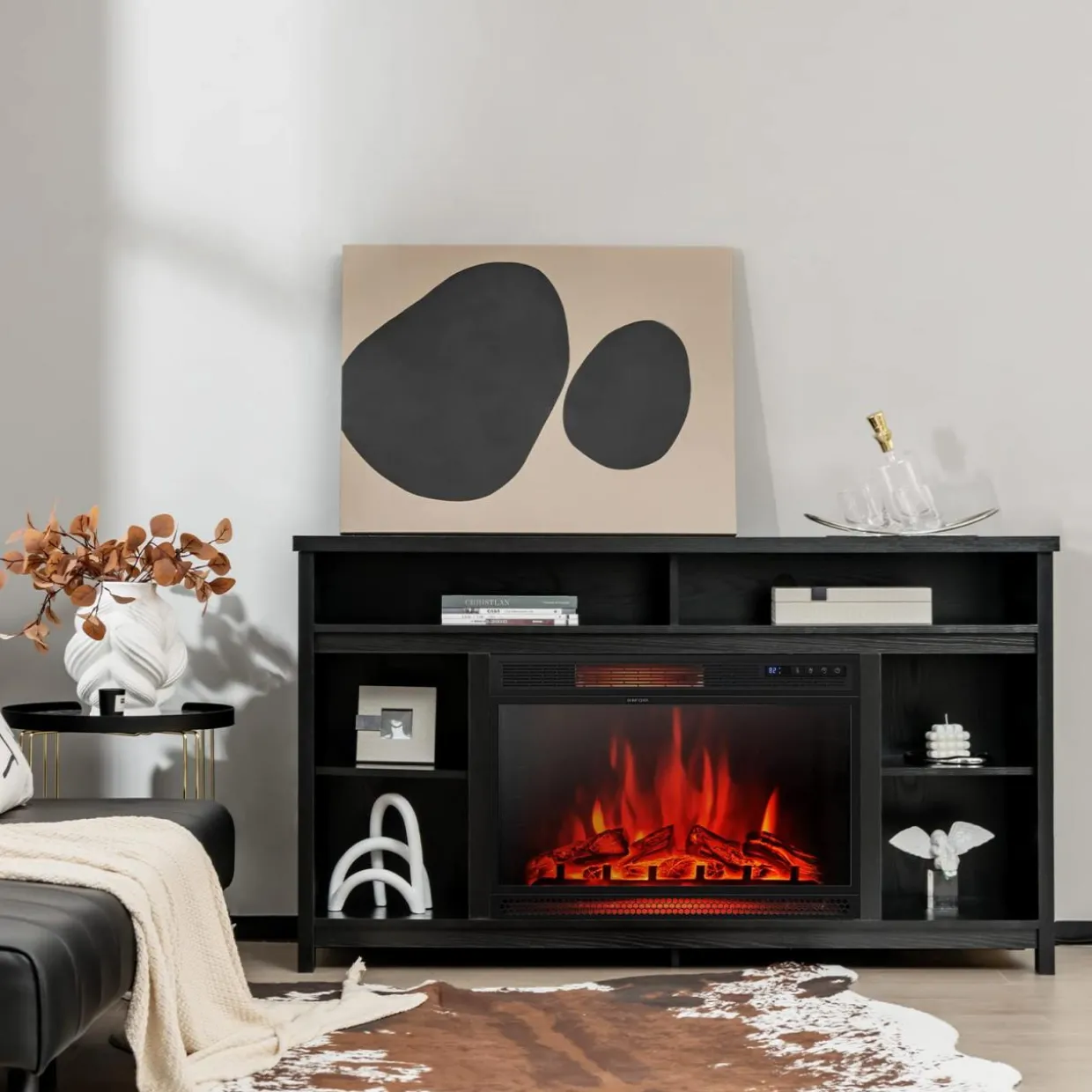 Tangkula 58 Inches Fireplace TV Stand for TVs up to 65 Inches