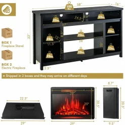Tangkula 58 Inches Fireplace TV Stand for TVs up to 65 Inches