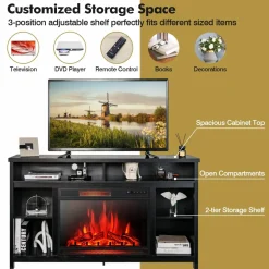 Tangkula 58 Inches Fireplace TV Stand for TVs up to 65 Inches