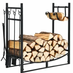 Tangkula 30 Inches Firewood Log Rack with 4 Tools Set