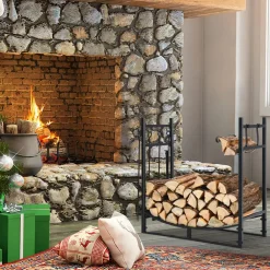 Tangkula 30 Inches Firewood Log Rack with 4 Tools Set