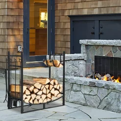 Tangkula 30 Inches Firewood Log Rack with 4 Tools Set