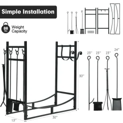 Tangkula 30 Inches Firewood Log Rack with 4 Tools Set
