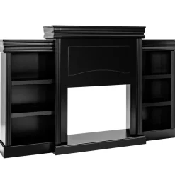 Tangkula 70 Inches Freestanding Mantel Stand, Modern Media Fireplace Cabinet for Living Room Bedroom (Stand Only)