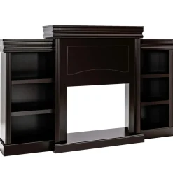 Tangkula 70 Inches Freestanding Mantel Stand, Modern Media Fireplace Cabinet for Living Room Bedroom (Stand Only)