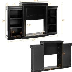 Tangkula 70 Inches Freestanding Mantel Stand, Modern Media Fireplace Cabinet for Living Room Bedroom (Stand Only)