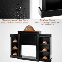 Tangkula 70 Inches Freestanding Mantel Stand, Modern Media Fireplace Cabinet for Living Room Bedroom (Stand Only)