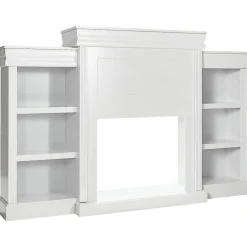 Tangkula 70 Inches Freestanding Mantel Stand, Modern Media Fireplace Cabinet for Living Room Bedroom (Stand Only)