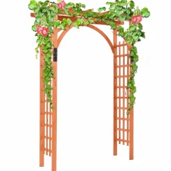 Tangkula 85 inches Garden Arbor, Wooden Wedding Arches Structure w/Trellis Sides for Climbing Plants