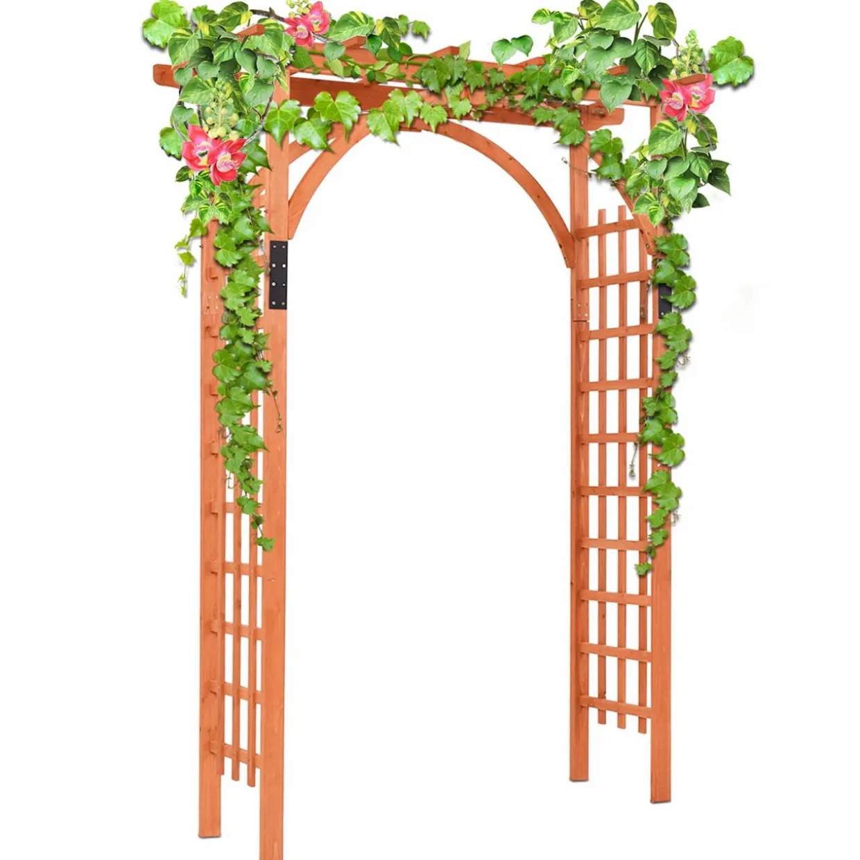 Tangkula 85 inches Garden Arbor, Wooden Wedding Arches Structure w/Trellis Sides for Climbing Plants