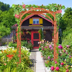 Tangkula 85 inches Garden Arbor, Wooden Wedding Arches Structure w/Trellis Sides for Climbing Plants