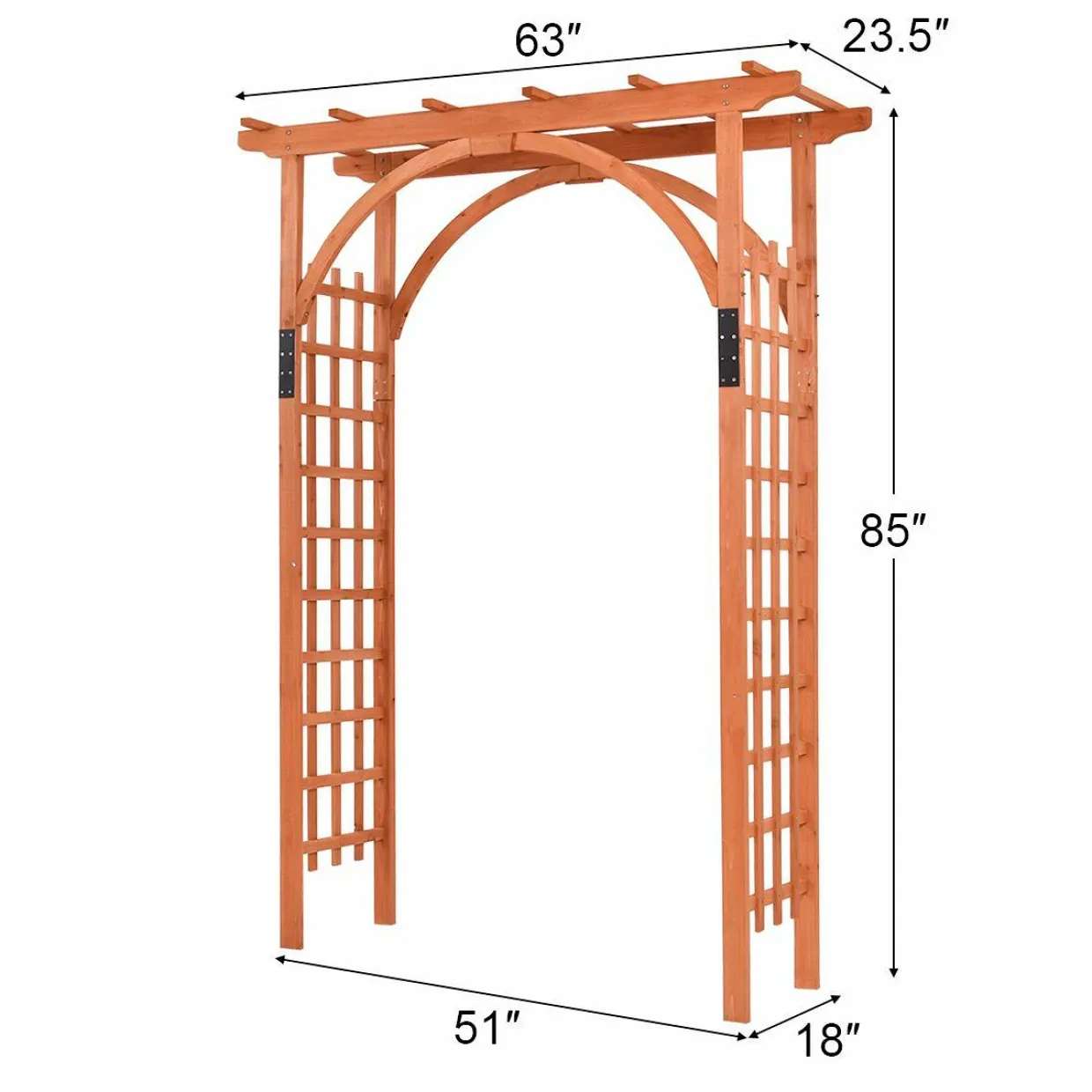 Tangkula 85 inches Garden Arbor, Wooden Wedding Arches Structure w/Trellis Sides for Climbing Plants