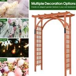 Tangkula 85 inches Garden Arbor, Wooden Wedding Arches Structure w/Trellis Sides for Climbing Plants