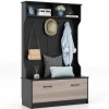 Tangkula 63 Inches Hall Tree with Coat Rack and Storage Bench