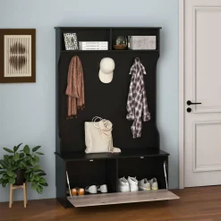 Tangkula 63 Inches Hall Tree with Coat Rack and Storage Bench
