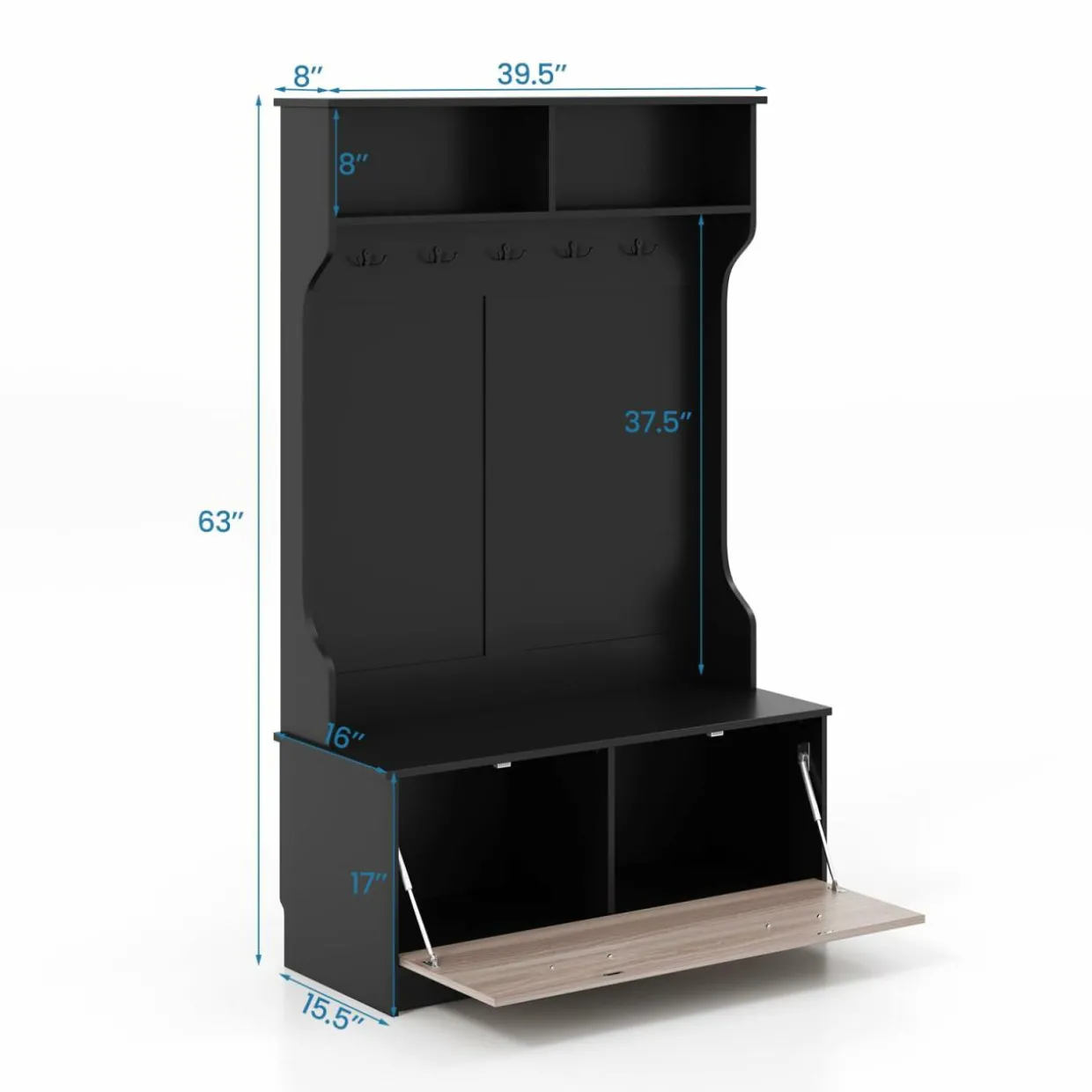 Tangkula 63 Inches Hall Tree with Coat Rack and Storage Bench